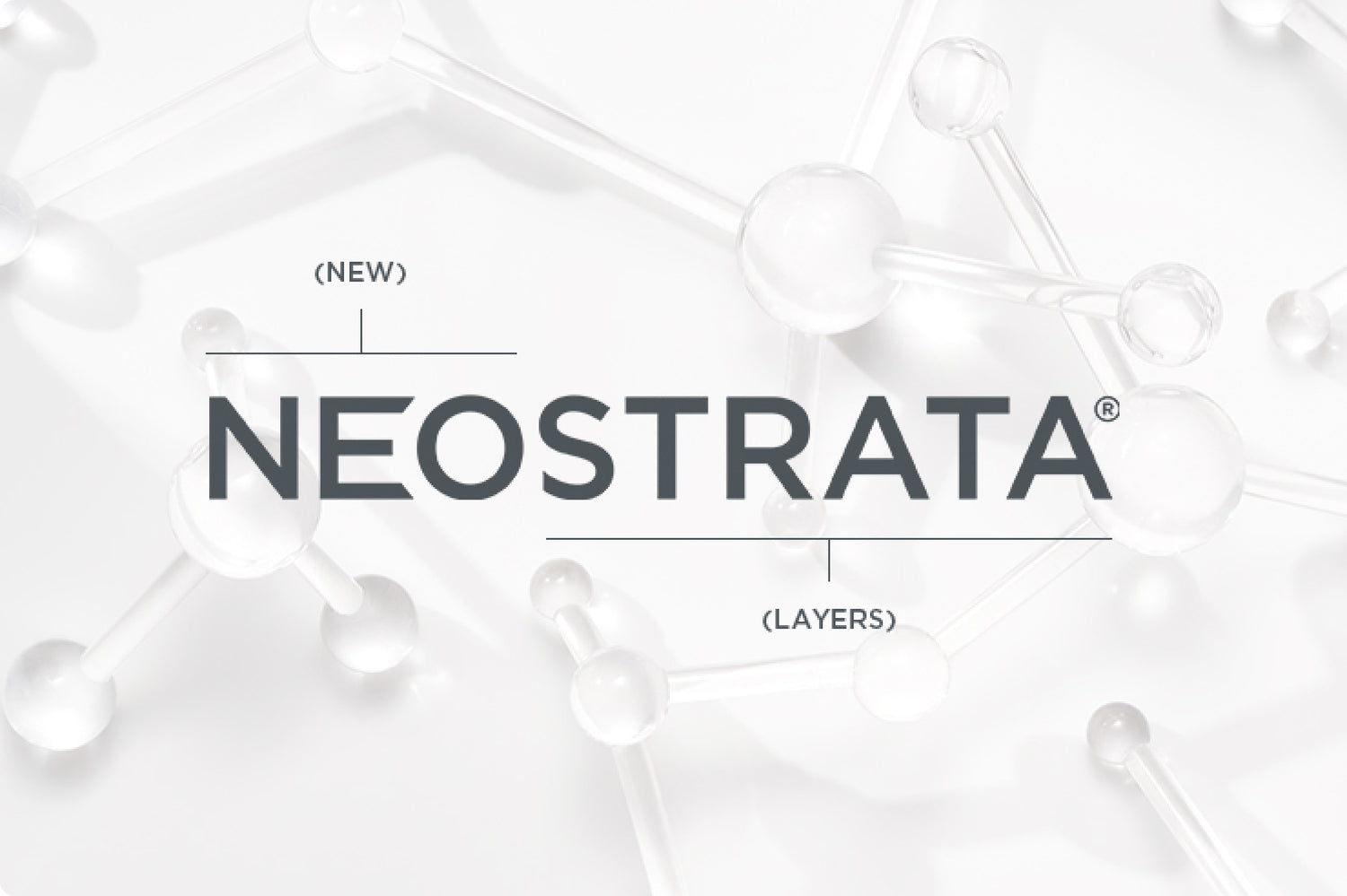 The NEOSTRATA brand logo, defining the word as "new" and "layers" on a white background featuring molecules.